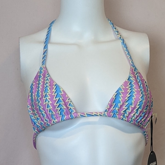 Moana Bikini Reversible Daisies and Triangle Stripes Bikini Top size XS - Picture 1 of 4